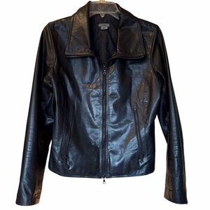 M0851 Genuine Leather Zip Women’s Motorcycle Biker Jacket sz 8 Black